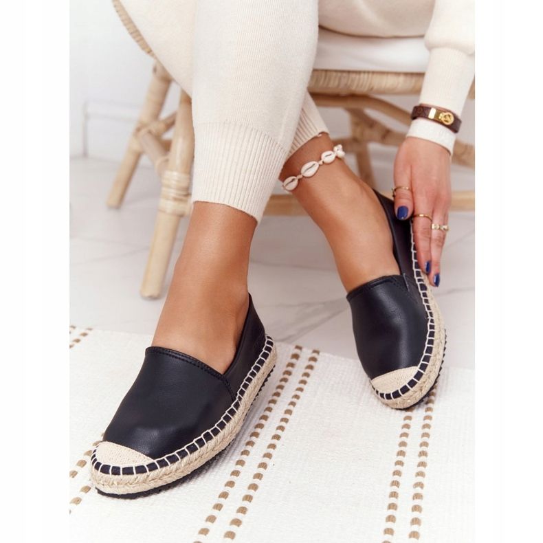 Alpargatas De Piel Con Suela Trenzada Big Star HH274505 Negro 2