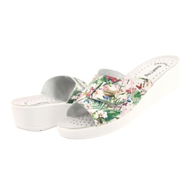 Comfooty Flip de cuero para mujeres -flops con flores blanco 3