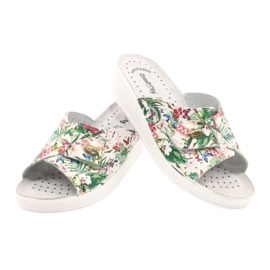 Comfooty Flip de cuero para mujeres -flops con flores blanco 4