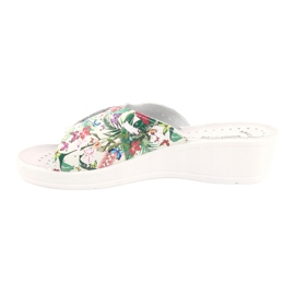 Comfooty Flip de cuero para mujeres -flops con flores blanco 1