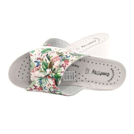 Comfooty Flip de cuero para mujeres -flops con flores blanco 5