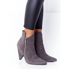 Botas Asimétricas De Tacón Alto Gris Lu Boo 1