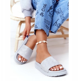 Pantuflas de mujer On The Big Star HH274688 Plataforma gris 2