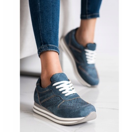 Kylie Calzado deportivo de cuero ecológico azul 1