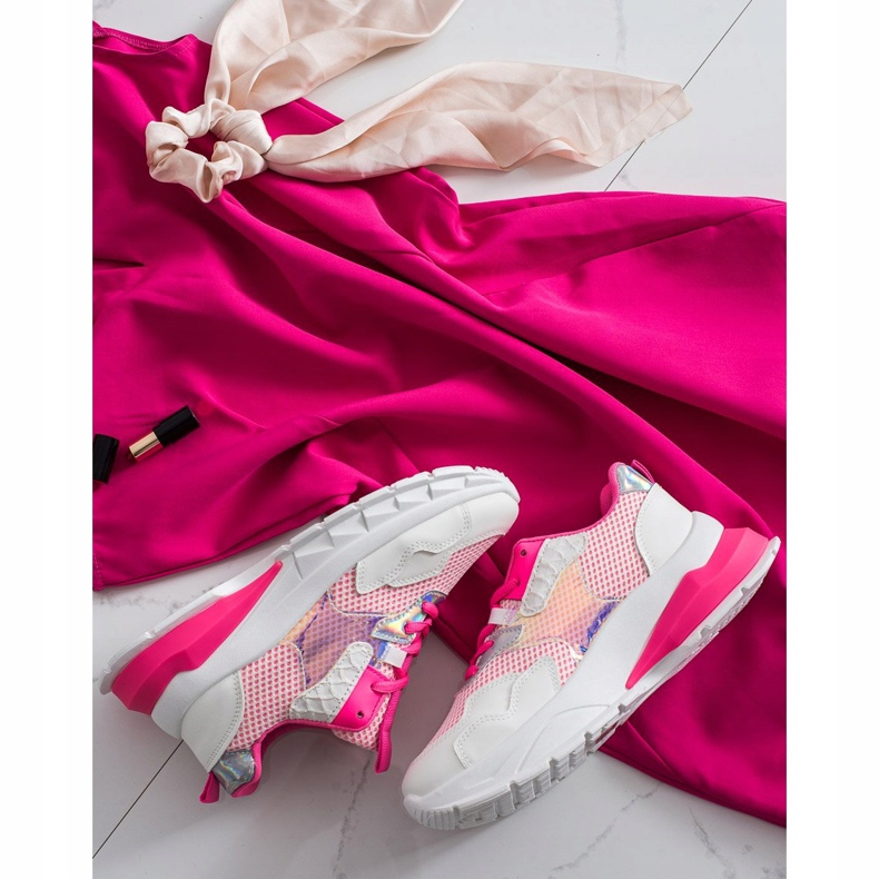 SHELOVET Zapatillas de moda blanco rosa 1