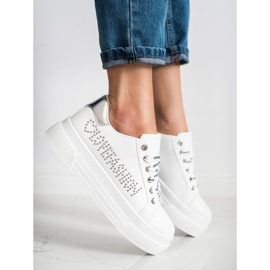 SHELOVET Zapatillas blancas en la plataforma de moda blanco 3