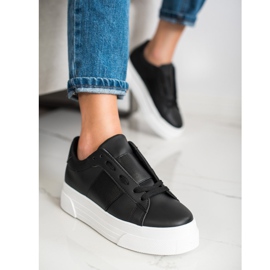SHELOVET Zapatillas con cuero ecológico en la plataforma negro 2