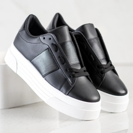 SHELOVET Zapatillas con cuero ecológico en la plataforma negro 3