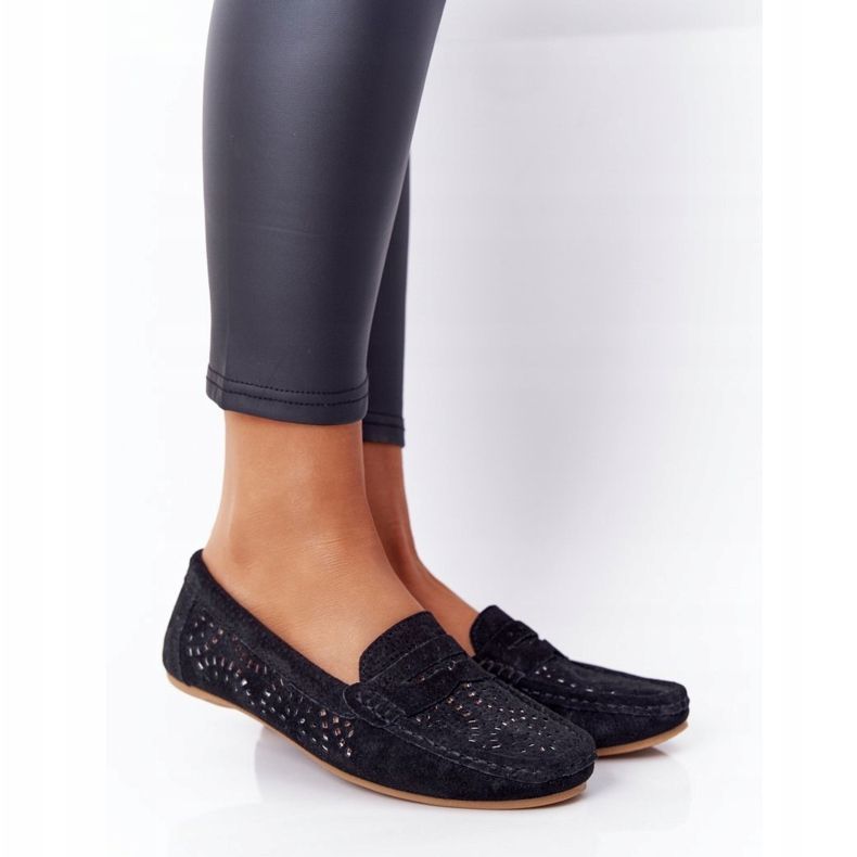 S.Barski Mocasines calados de ante para mujer de S. Bararski Black negro 2 S.Barski Mocasines calados de ante para mujer de S. Bararski Black negro 2