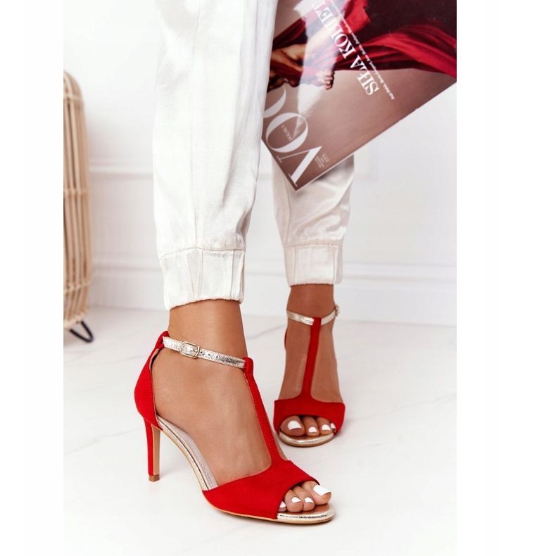 S.Barski Sandalias On Szpilce S. Bararski 280-58 Rojo-Dorado 2