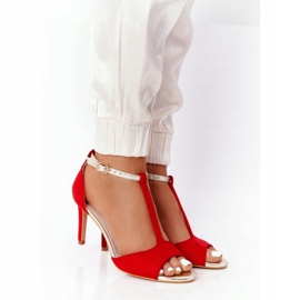 S.Barski Sandalias On Szpilce S. Bararski 280-58 Rojo-Dorado 1