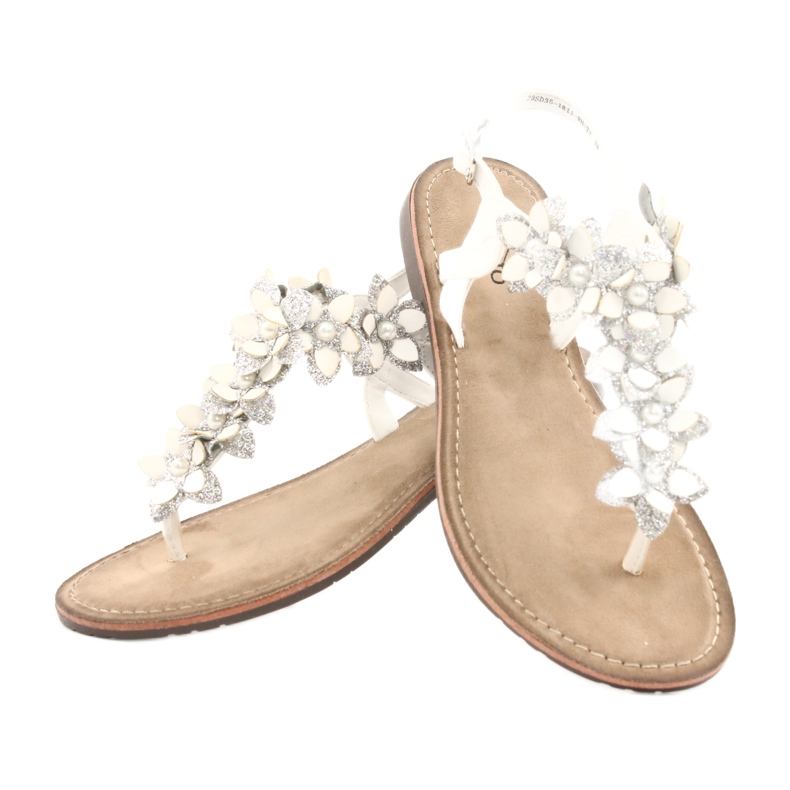 Evento Sandalias de mujer con una perla 20SD35-1811 blanco plata 2 Evento Sandalias de mujer con una perla 20SD35-1811 blanco plata 2