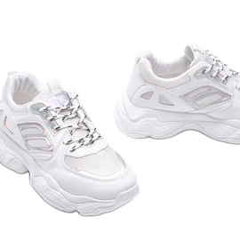 Zapatillas blancas y plateadas sobre suela gruesa Annette blanco 3