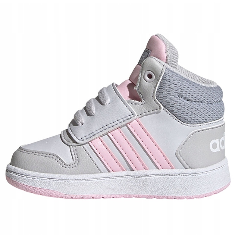 Zapatillas adidas Hoops Mid 2.0 I para niños blancas y rosas FY9290 rosado gris 1