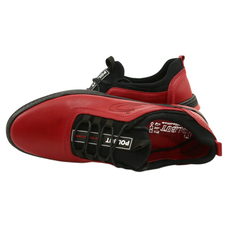 Polbut Zapato casual hombre piel rojo K24 con parte inferior negra negro 4