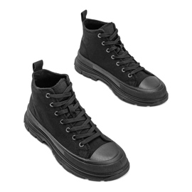 Zapatillas altas negras sobre suela gruesa de Evelin negro 3
