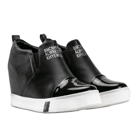 Zapatillas de mujer negras con inscripciones Caroline negro 2
