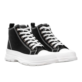 Zapatillas altas negras sobre suela Evelin blanca gruesa negro 1
