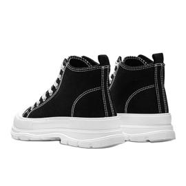 Zapatillas altas negras sobre suela Evelin blanca gruesa negro 2