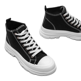 Zapatillas altas negras sobre suela Evelin blanca gruesa negro 3