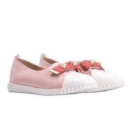 Mocasines rosas con perlas Deanna rosado 1