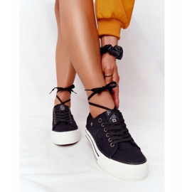 Zapatillas de mujer en la plataforma Big Star HH274056 Czarme negro 5