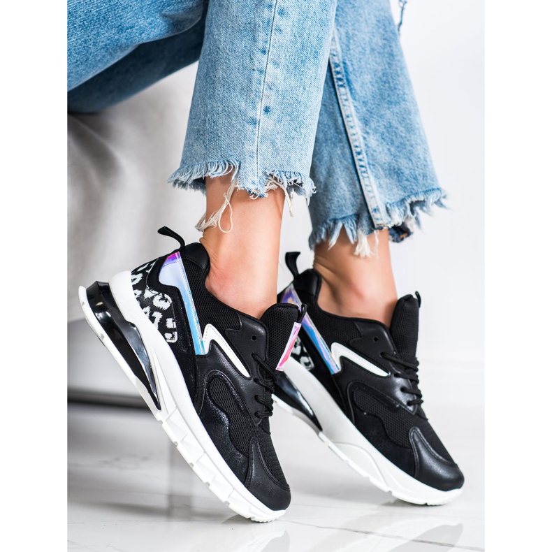 SHELOVET Zapatillas cómodas de moda negro 1