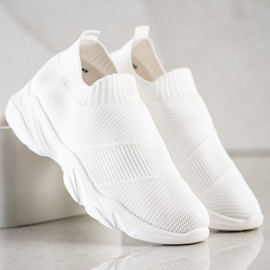 SHELOVET Zapatos cómodos sin cordones blanco 3