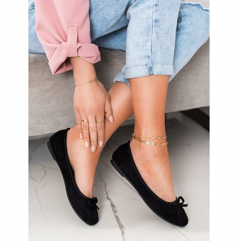 Clowse Bailarina de gamuza clásica negro 1