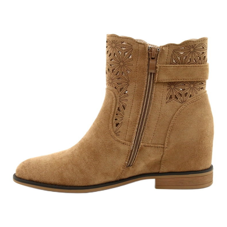 M.Daszyński Botas de cuña caladas para mujer SA168-20 beige 1