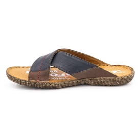 Kampol Zapatilla hombre piel 200 azul marino con marron marrón 1