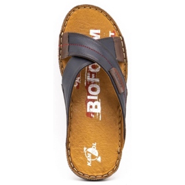 Kampol Zapatilla hombre piel 200 azul marino con marron marrón 7