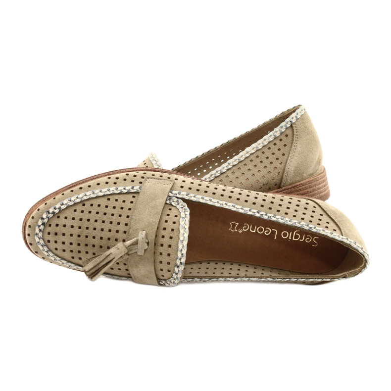 Sergio Leone Mocasines Ante Calado MK735 Beige 4