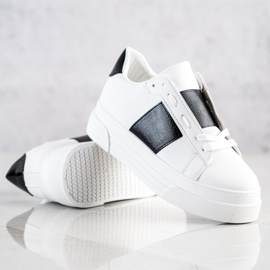 SHELOVET Zapatillas con cuero ecológico en la plataforma blanco 4