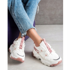 SHELOVET Zapatillas con inserciones rosas blanco 1