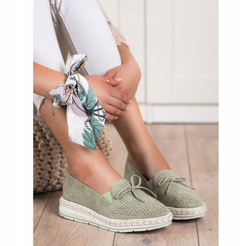 SHELOVET Mocasines calados en la plataforma verde 2