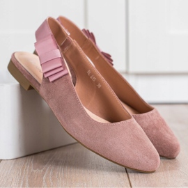 Sergio Leone Zapatos de tacón sin cordones con lazo rosado 2