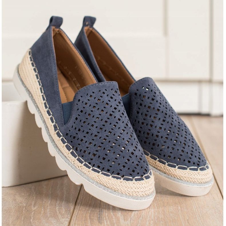 SHELOVET Slipony calado con ante azul marino 2