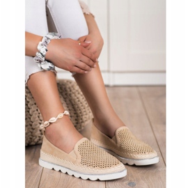 SHELOVET Slipons calados con cristales beige 3