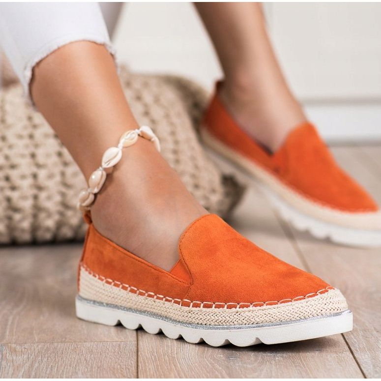 SHELOVET Slipons de gamuza para la primavera naranja 2