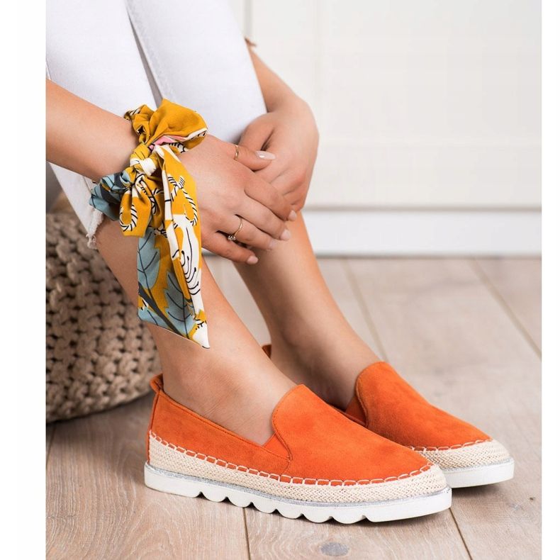 SHELOVET Slipons de gamuza para la primavera naranja 1