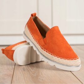 SHELOVET Slipons de gamuza para la primavera naranja 3