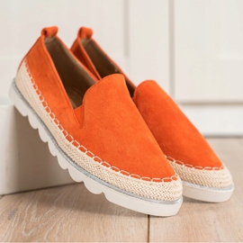 SHELOVET Slipons de gamuza para la primavera naranja 4