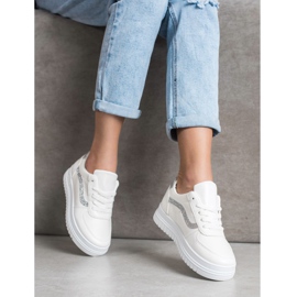 SHELOVET Zapatillas blancas con aplicación de purpurina blanco 3