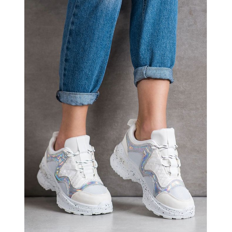 SHELOVET Zapatillas Con Efecto Holo blanco multicolor 2