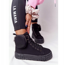 Zapatillas de mujer en una plataforma con palomitas de maíz negras de riñón negro 4