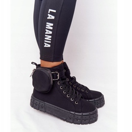 Zapatillas de mujer en una plataforma con palomitas de maíz negras de riñón negro 2