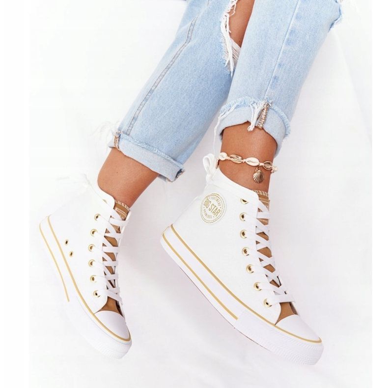 Zapatillas altas de mujer Big Star HH274450 Blanco beige 2