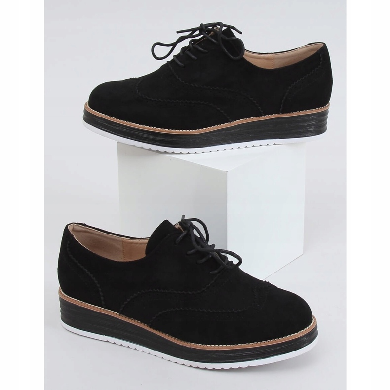 Mocasines de mujer negros con cordones 8998-46 Black 1