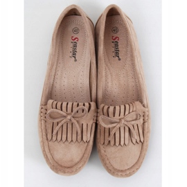 Mocasines de mujer beige oscuro GS11P Khaki caqui 1